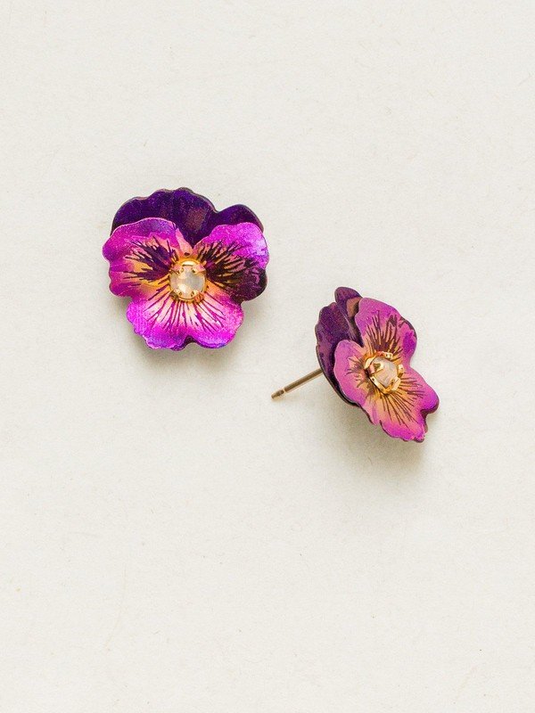 Holly Yashi Garden Pansy Post Earrings